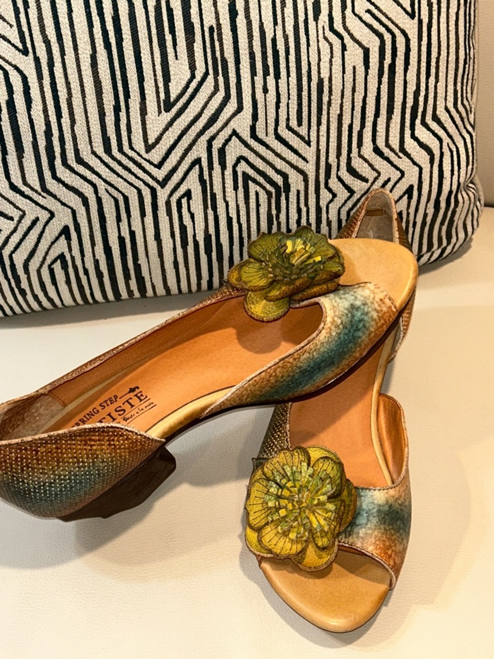 L’Artiste Floral Accent Multi-Color Leather Women’s Slip-On Heels